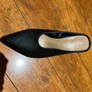 Christian Siriano, black slide heel. 7.5